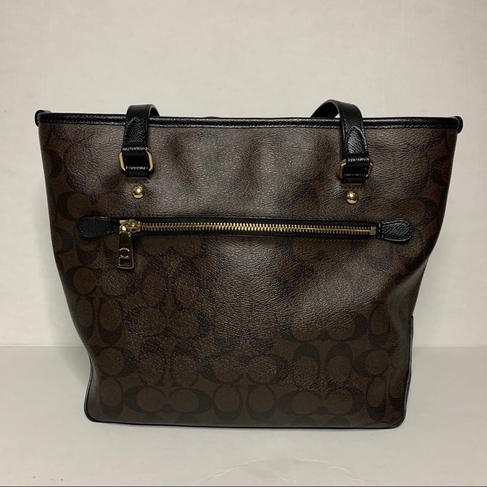 COACH Brown and Black Leather Shoulder Bag Purse - Picture 5 of 10